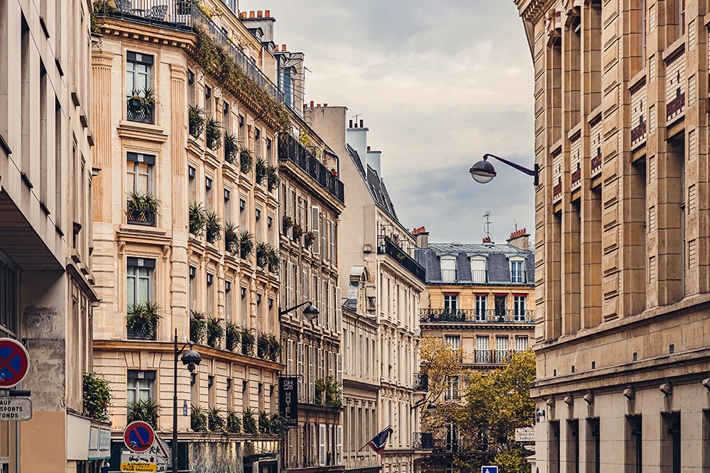 Typical Parisian historic residential buildings from 19th century