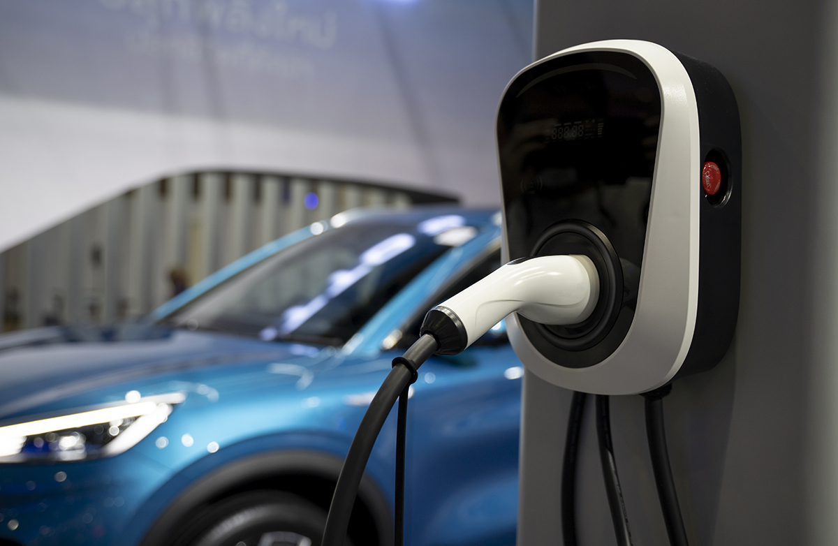 Electric car in charging